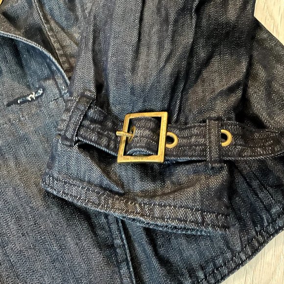 GAP Ruffle Denim Jacket Sz Large - Picture 3 of 5